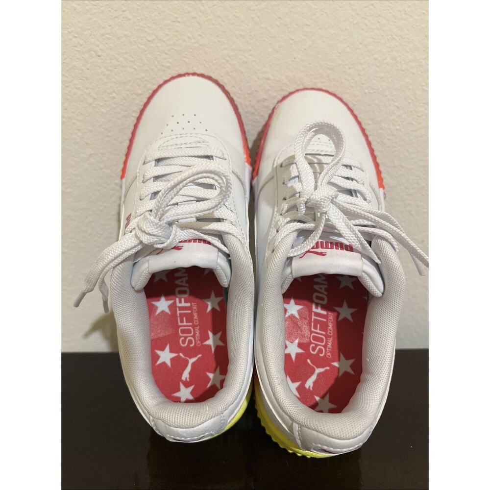 PUMA Carina Neon Fade Girls Sneakers 3Uk 4C US Colorful Fun Kids Shoes